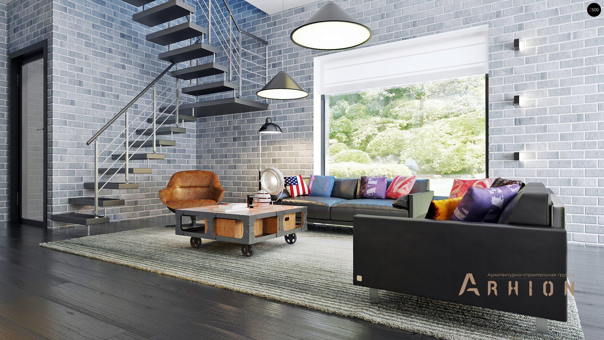 3. Проект двухэтажного дома в стиле хай-тек с плоской кровлей , Zx63 A, площадью - 131 кв c терассой, гаражом